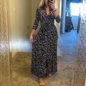 Black and white cheetah print maxi ZARA dress